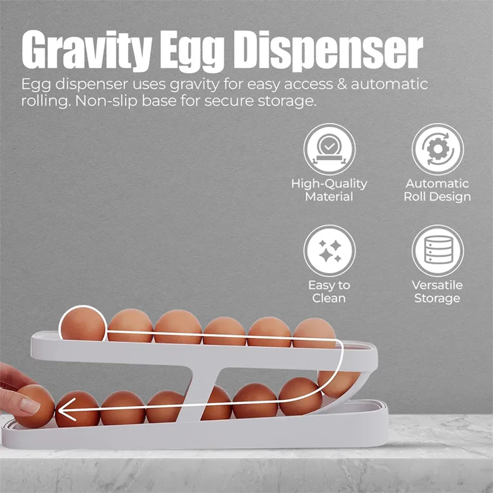 Titan Space-Saving Two-Tier Rolling 14-Egg Storage Dispenser &amp; Organizer
