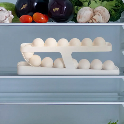 Titan Space-Saving Two-Tier Rolling 14-Egg Storage Dispenser &amp; Organizer