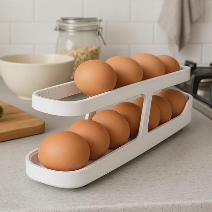 Titan Space-Saving Two-Tier Rolling 14-Egg Storage Dispenser &amp; Organizer