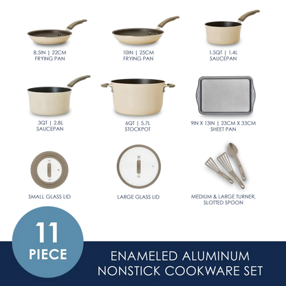 Rachael Ray Cook &amp; Create 11-Piece Enameled Aluminum Cookware Set