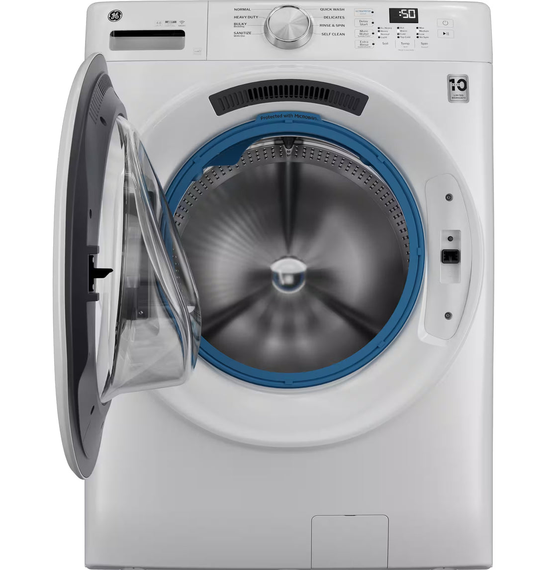GE - 4.6 Cu. Ft. High-Efficiency Stackable Smart Front Load Washer with Odorblock UltraFresh Vent System - White