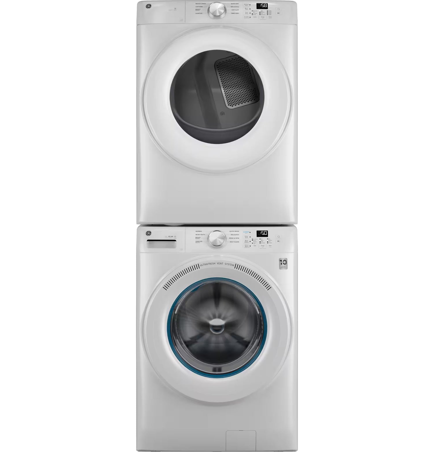 GE - 4.6 Cu. Ft. High-Efficiency Stackable Smart Front Load Washer with Odorblock UltraFresh Vent System - White