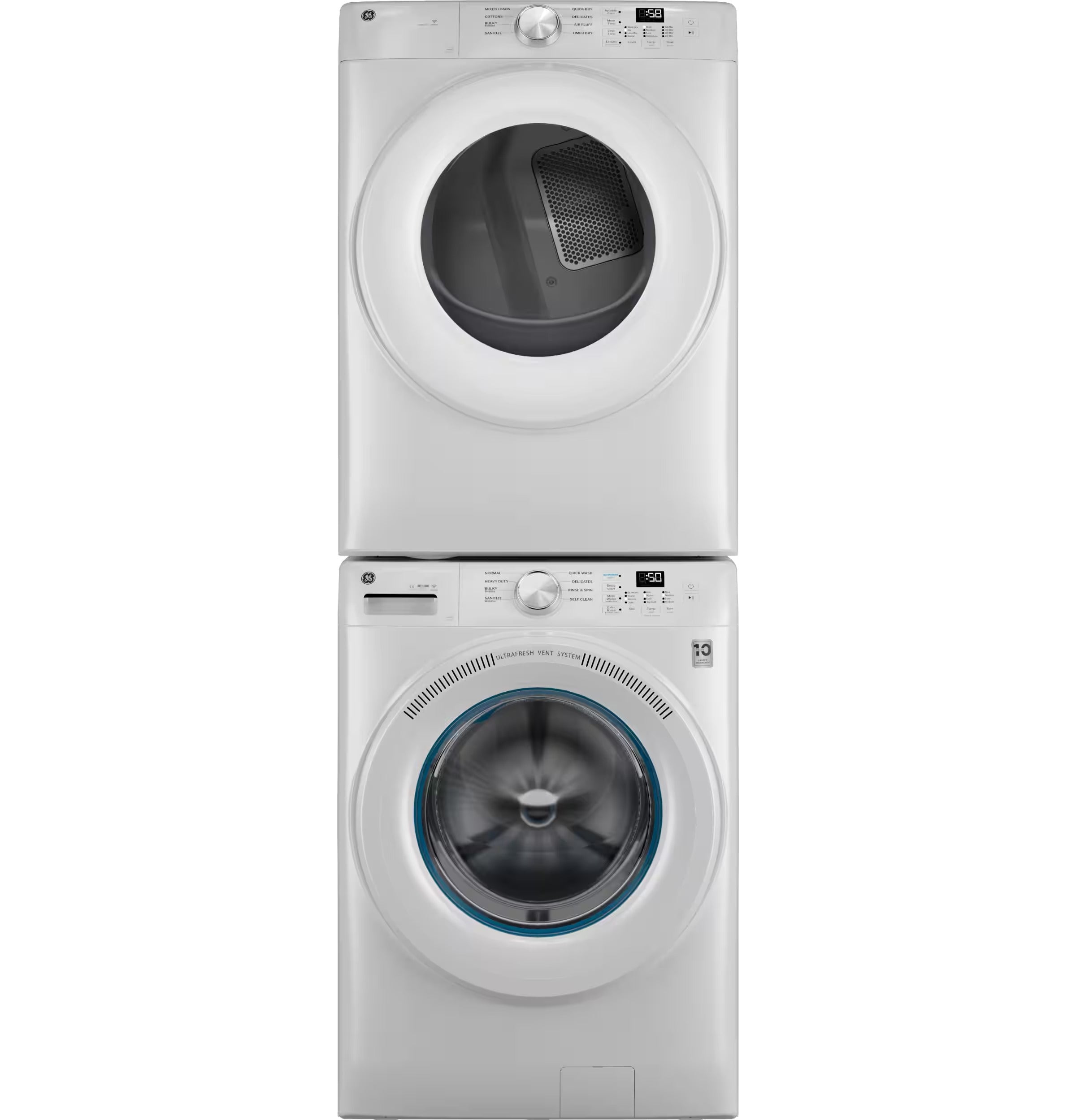 GE - 4.6 Cu. Ft. High-Efficiency Stackable Smart Front Load Washer with Odorblock UltraFresh Vent System - White