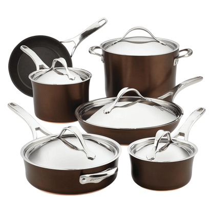 Anolon Nouvelle Luxe 11-Piece Copper and Hard Anodized Cookware Set